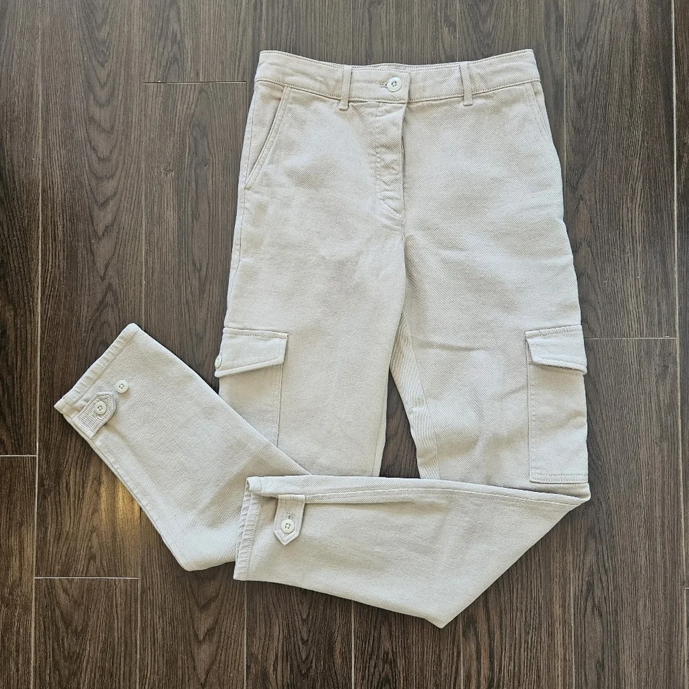 Aritzia Wilfred Free High-Waisted Twill Modern Cargo Pant Birch Size 4 - Picture 2 of 10